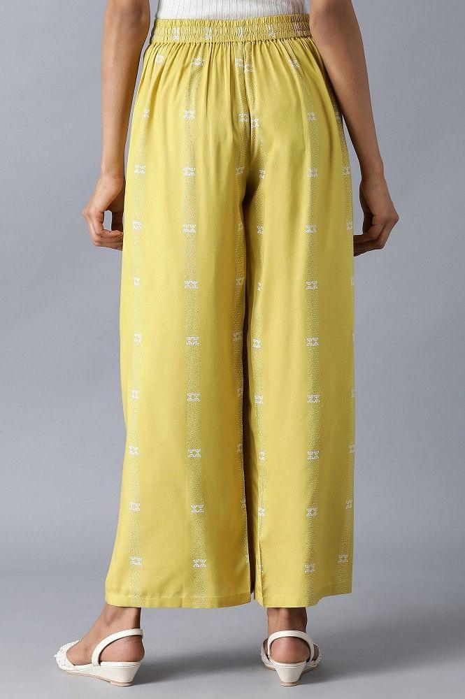 Yellow Printed Parallel Pants - wforwoman