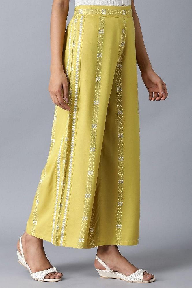 Yellow Printed Parallel Pants - wforwoman