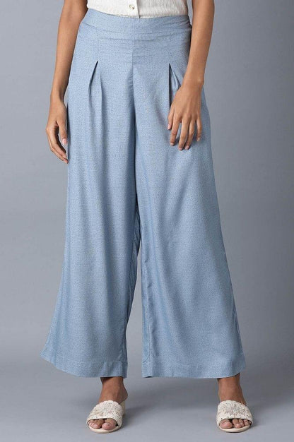 Denim Blue Printed Parallel Pants - wforwoman
