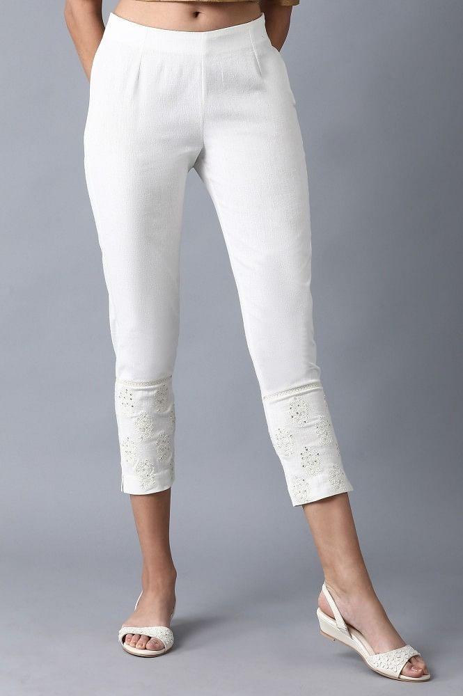 Ecru Slim Pants - wforwoman