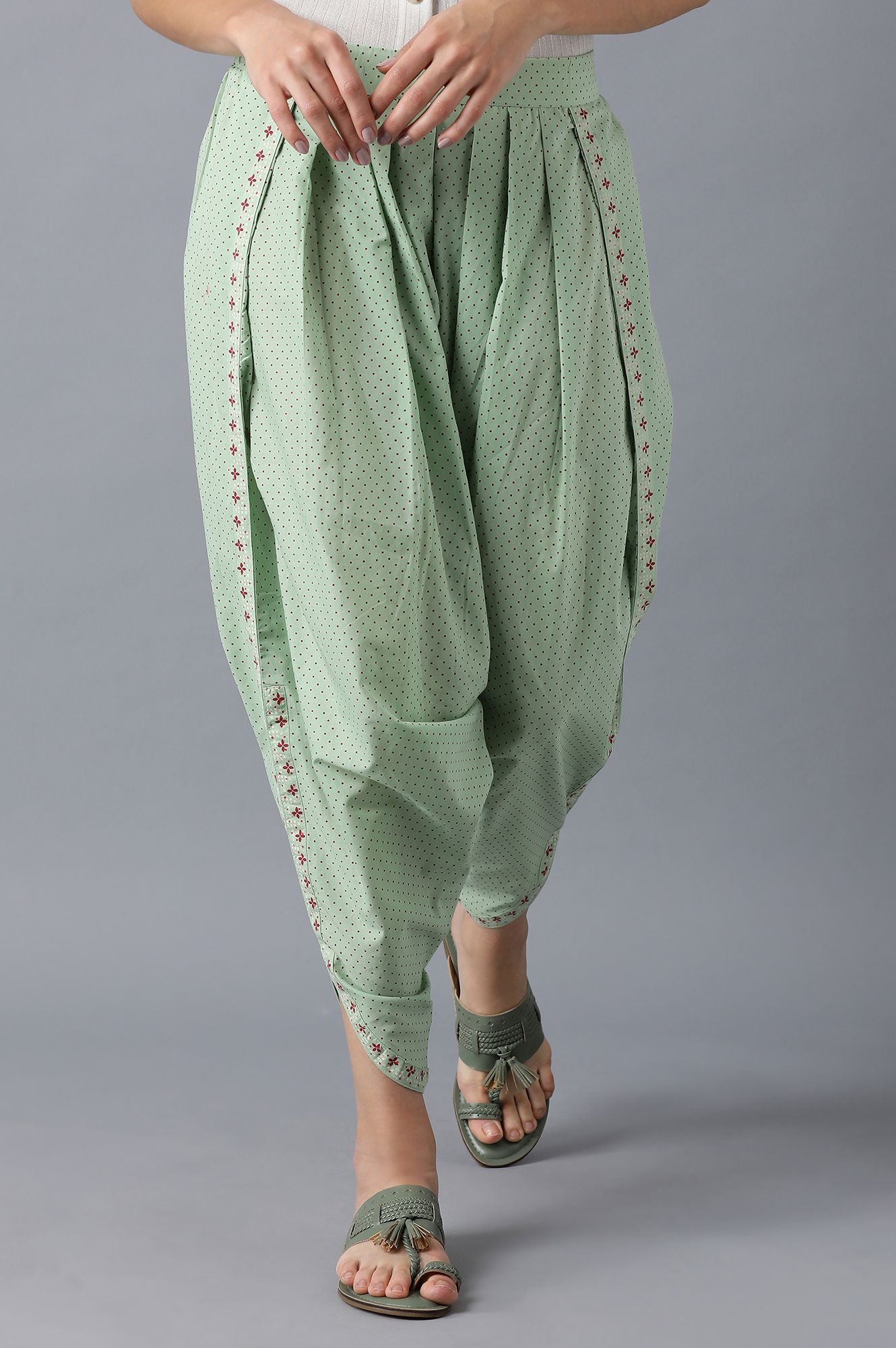 Mint Green Printed Dhoti Pants