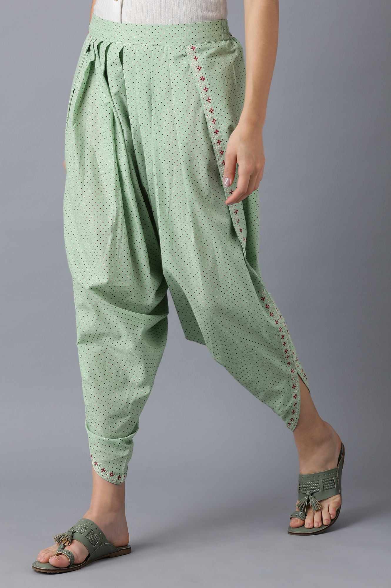 Mint Green Printed Dhoti Pants