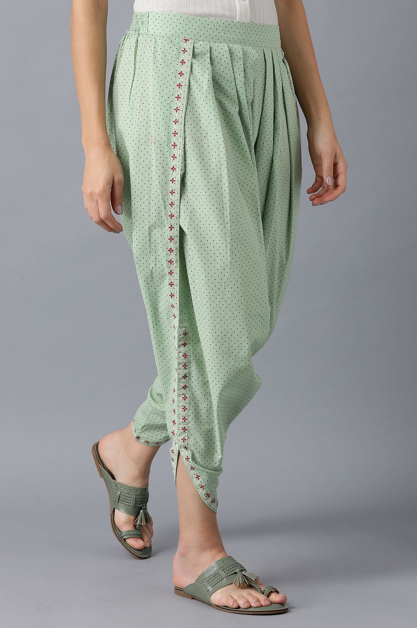 Mint Green Printed Dhoti Pants