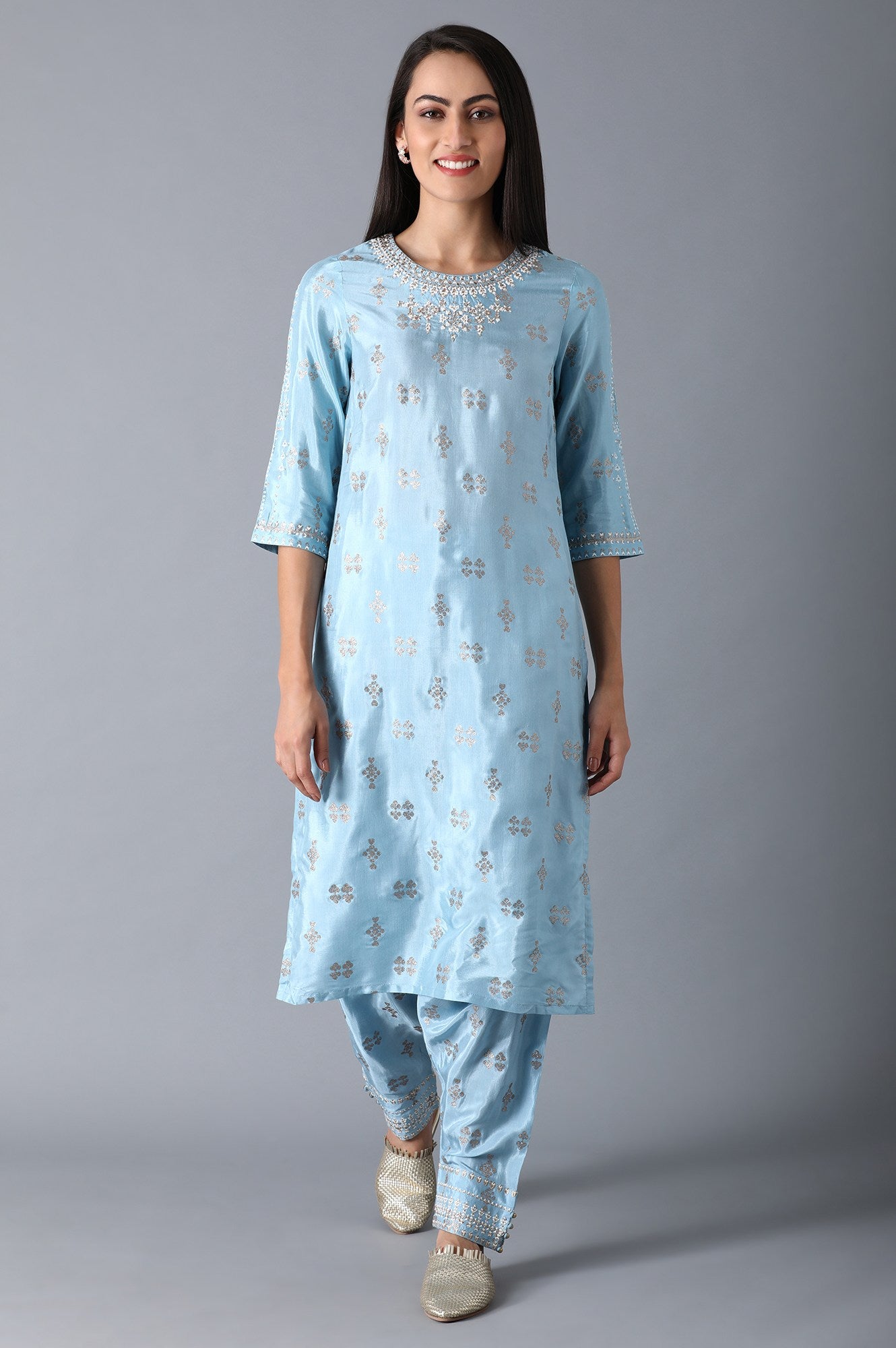 light Blue Pleated Salwar