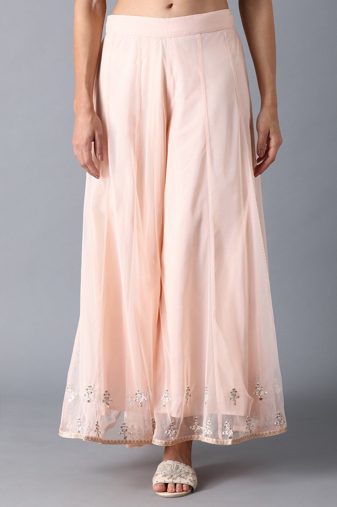 light Pink Panalled Flared Pants