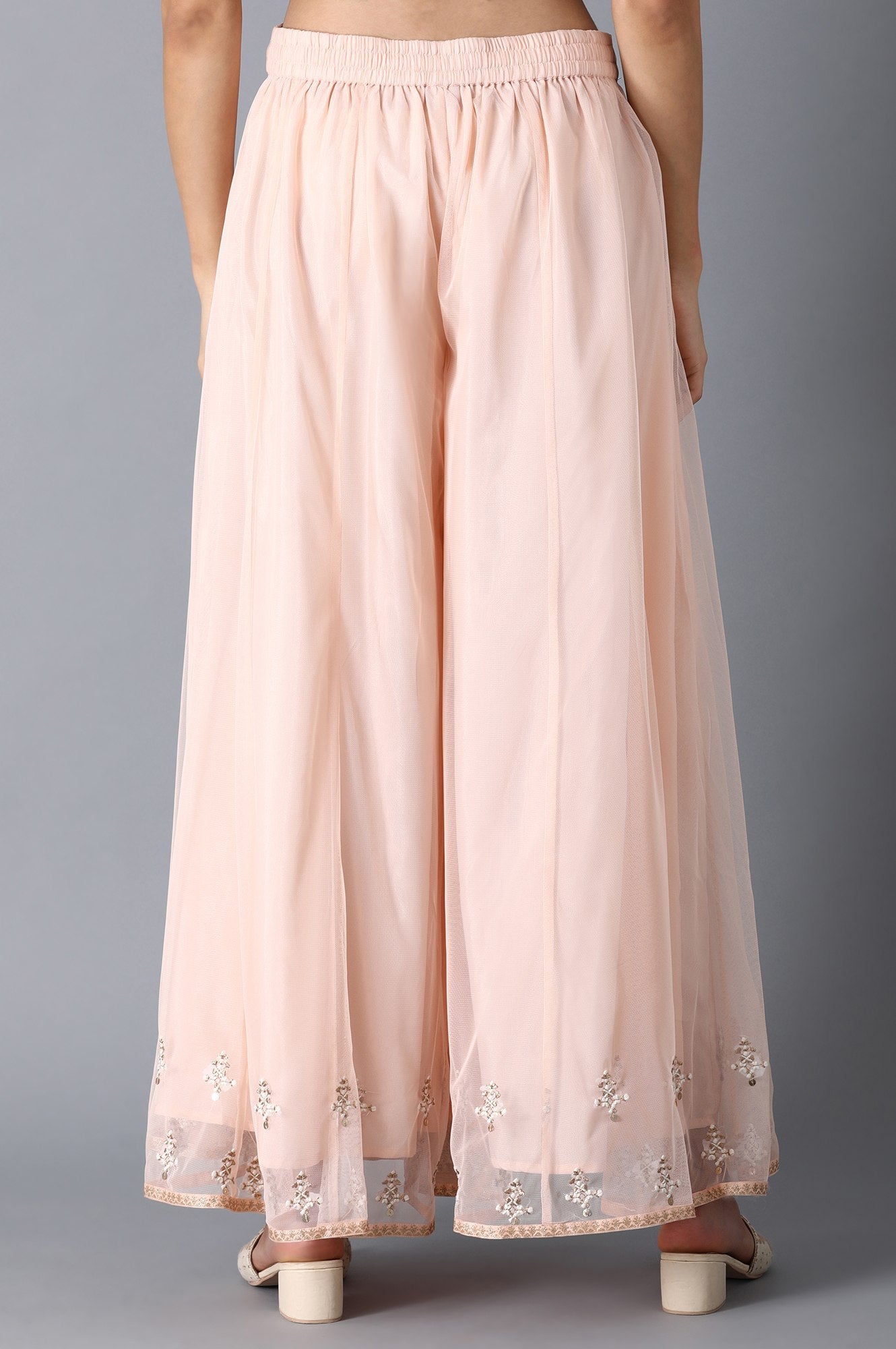 light Pink Panalled Flared Pants