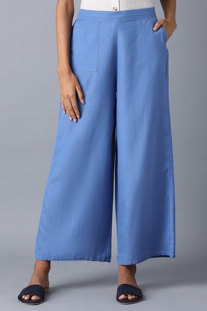 Blue Parallel Pants - wforwoman