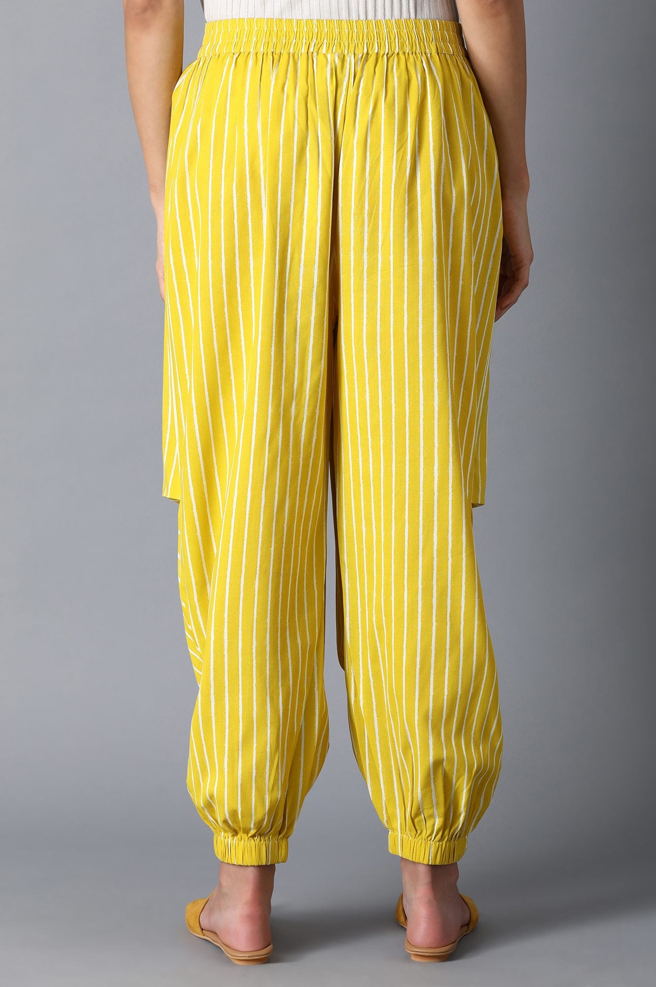 Yellow Stripped draped Pants