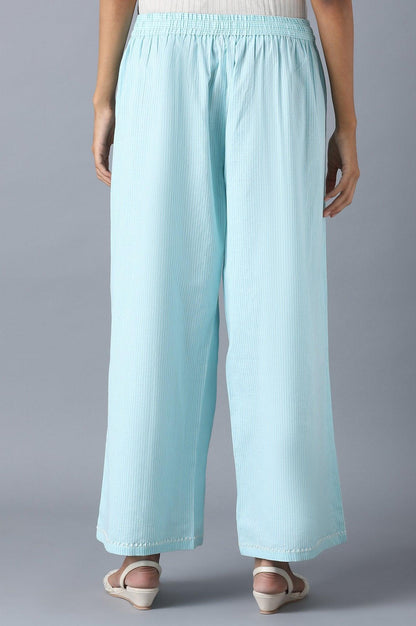 Sky Blue Stripe Printed Parallel Pants - wforwoman