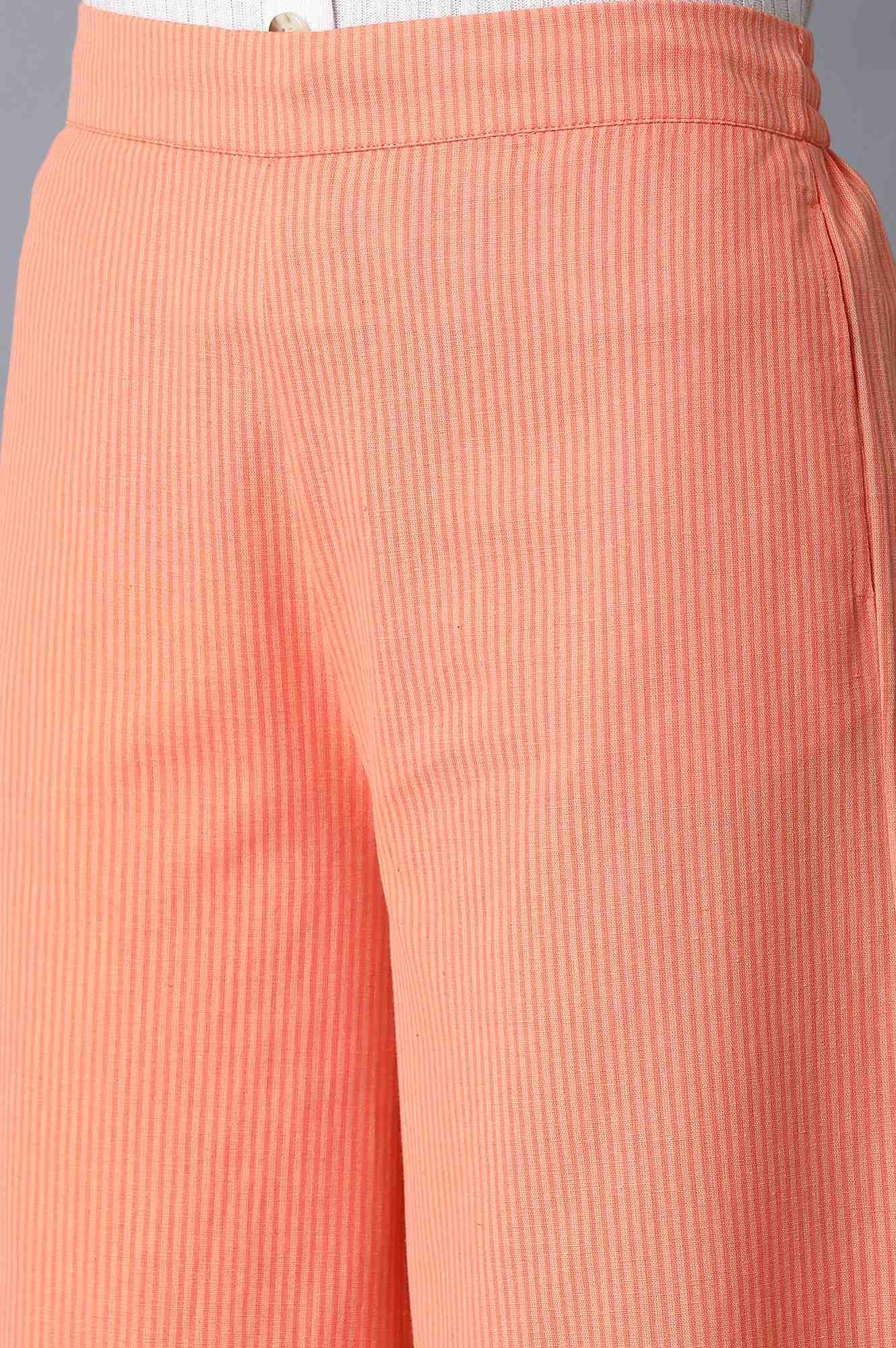 Bright Orange Striped Parallel Pants - wforwoman