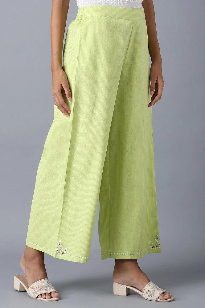 Lime Stripe Printed Parallel Pants - wforwoman