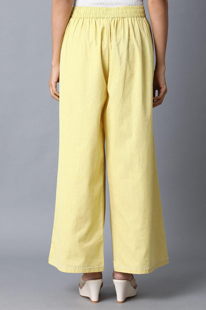 Pale Yellow Striped Parallel Pants - wforwoman