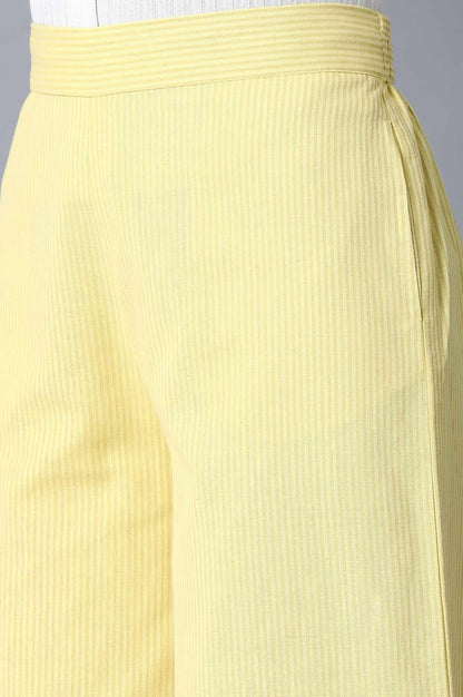 Pale Yellow Striped Parallel Pants - wforwoman