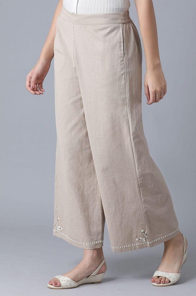 Beige Parallel Pants - wforwoman