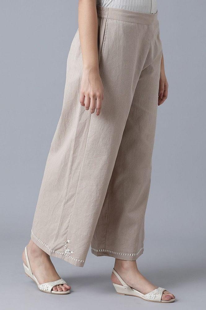 Beige Parallel Pants - wforwoman