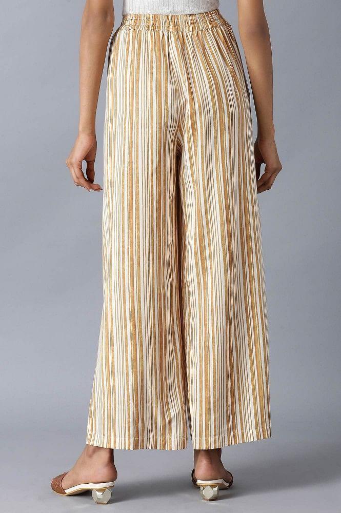 Brown and Ecru Stripes Parallel Pants - wforwoman