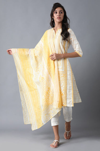 Yellow Glitter Print Dupatta