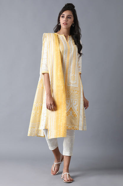 Yellow Glitter Print Dupatta