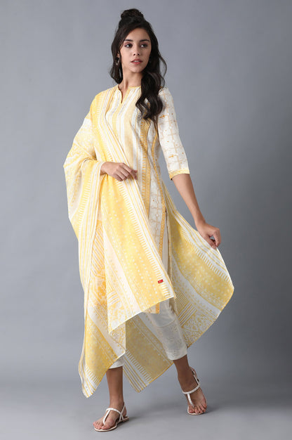 Yellow Glitter Print Dupatta