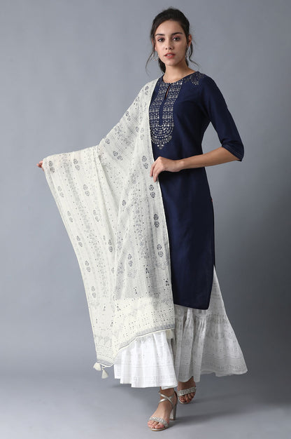 White Printed Dupatta