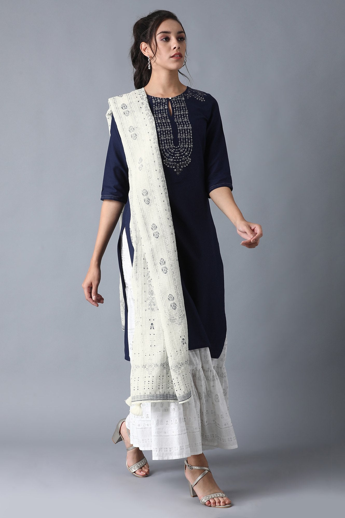 White Printed Dupatta