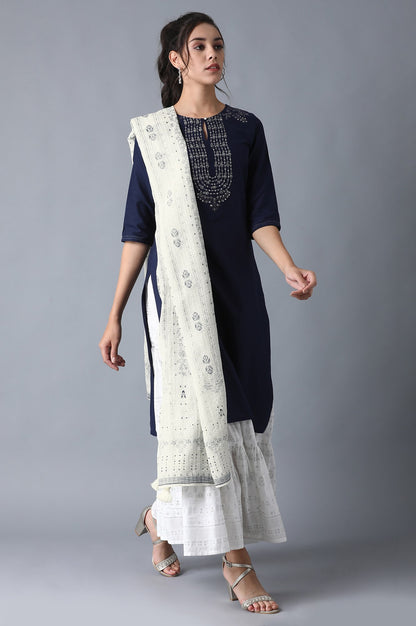 White Printed Dupatta