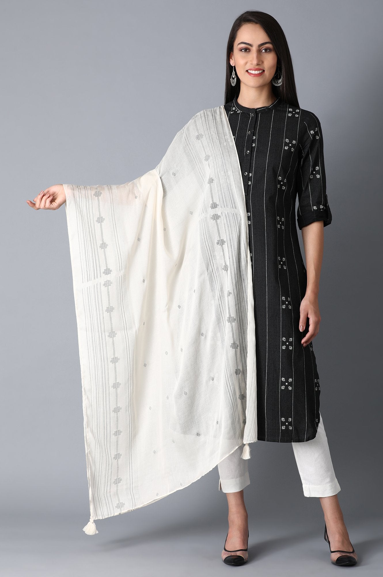 Ecru Printed Dupatta