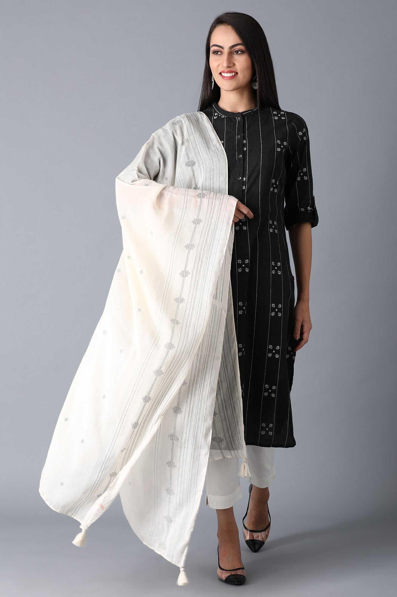 Ecru Printed Dupatta