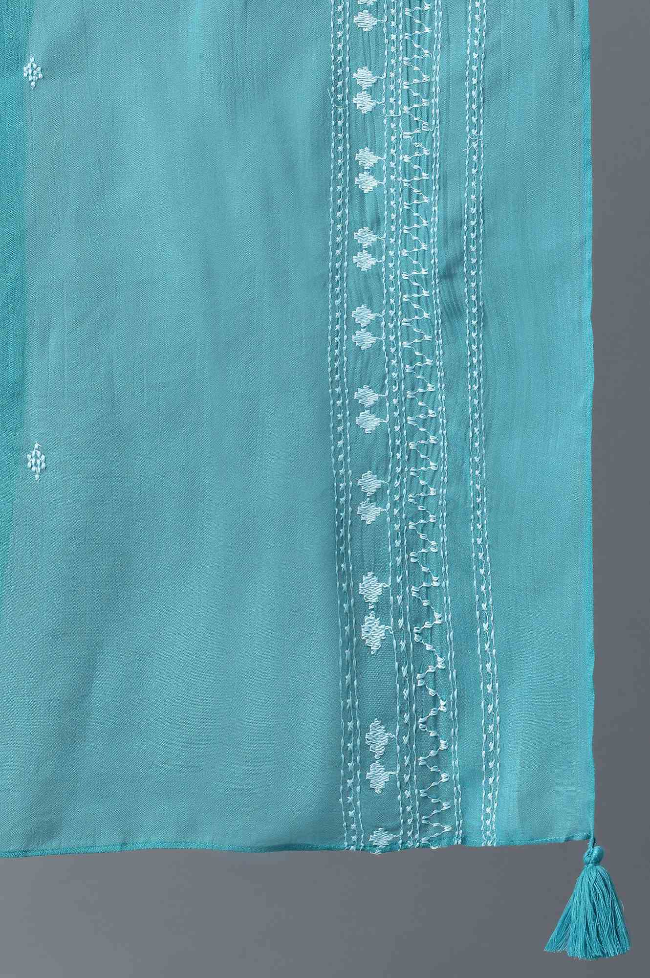 Teal Embroidered Dupatta