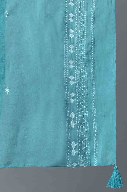 Teal Embroidered Dupatta