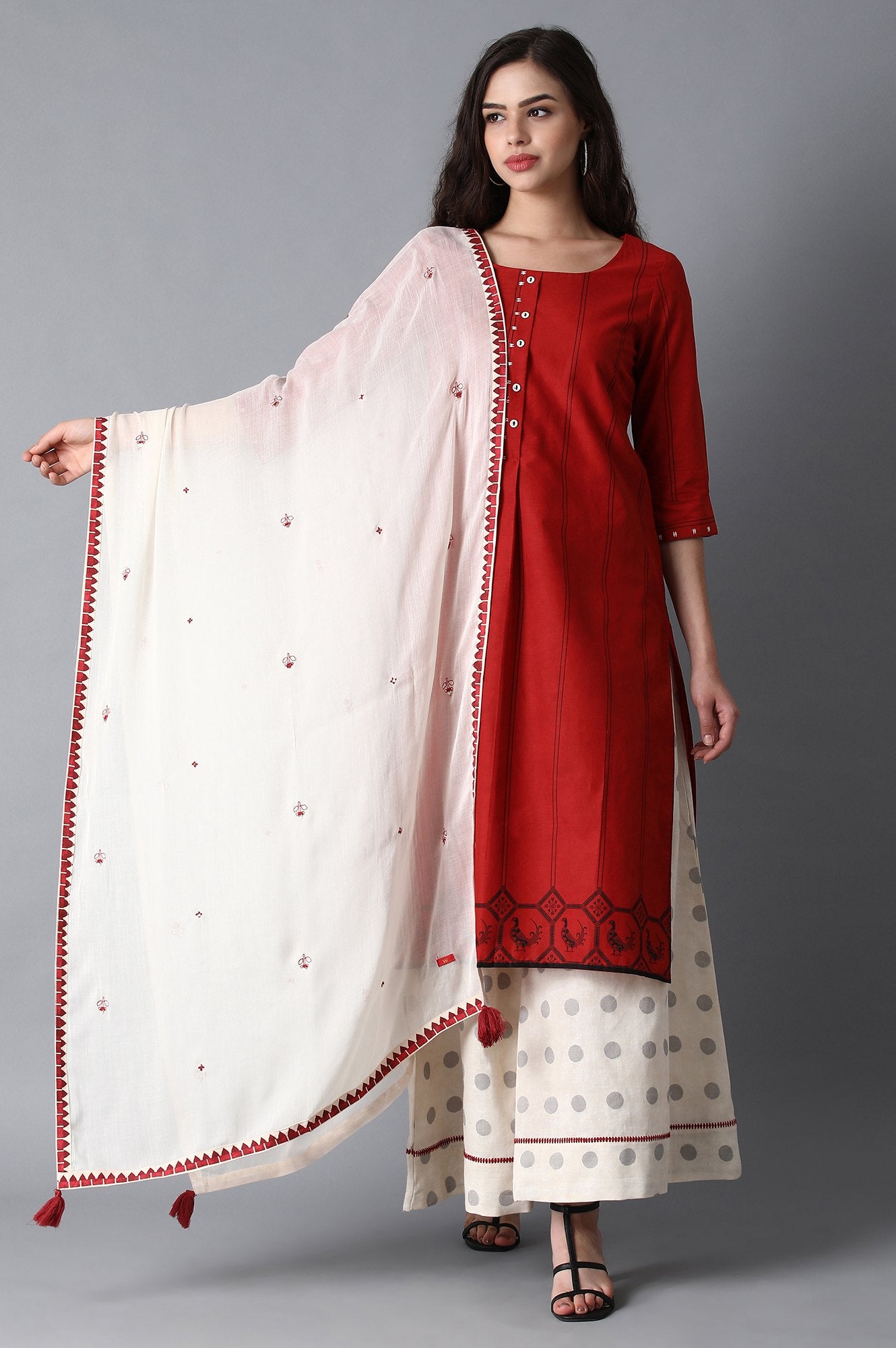 Off-White Embroidered Dupatta