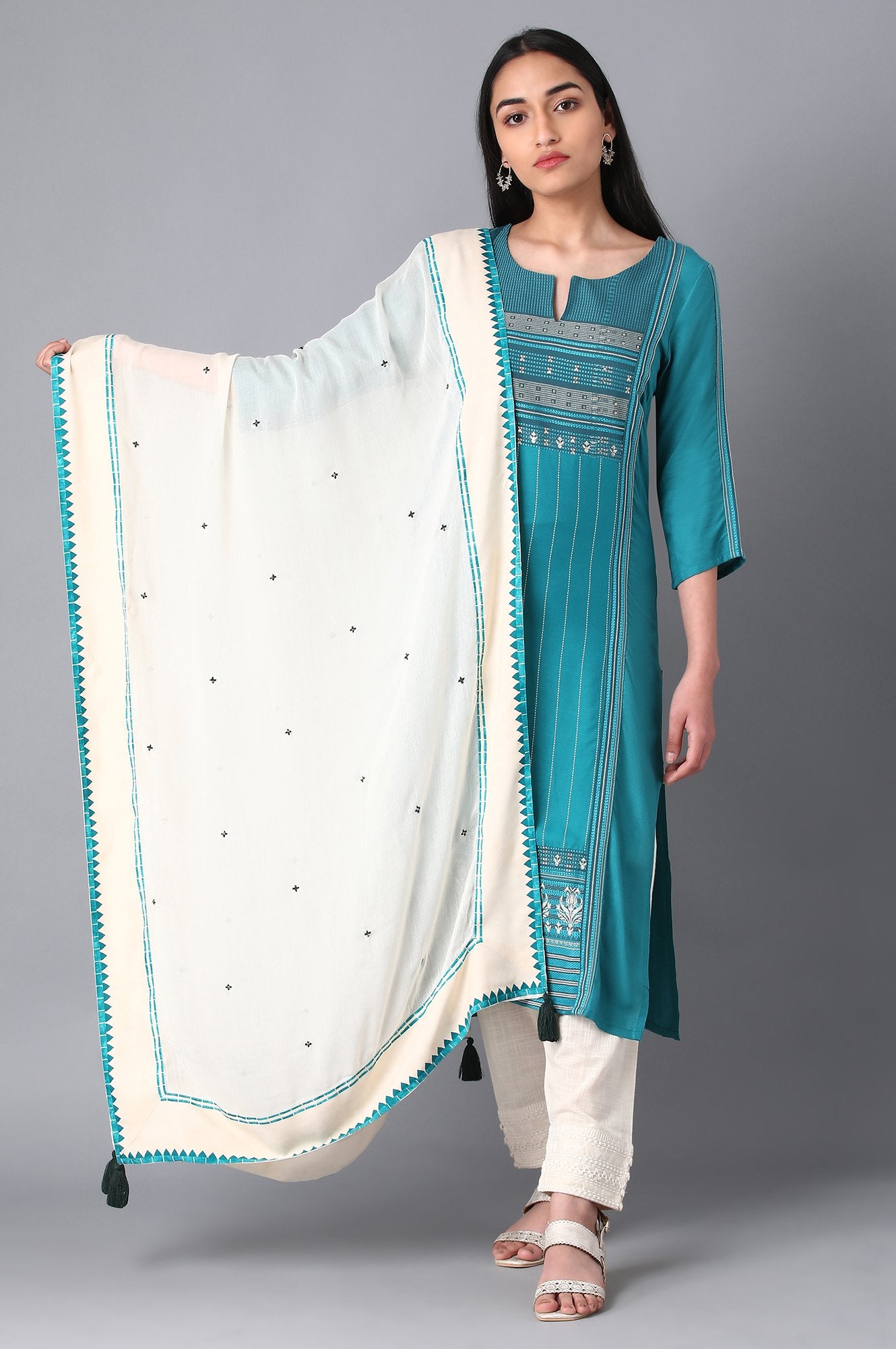 Off-White Embroidered Dupatta