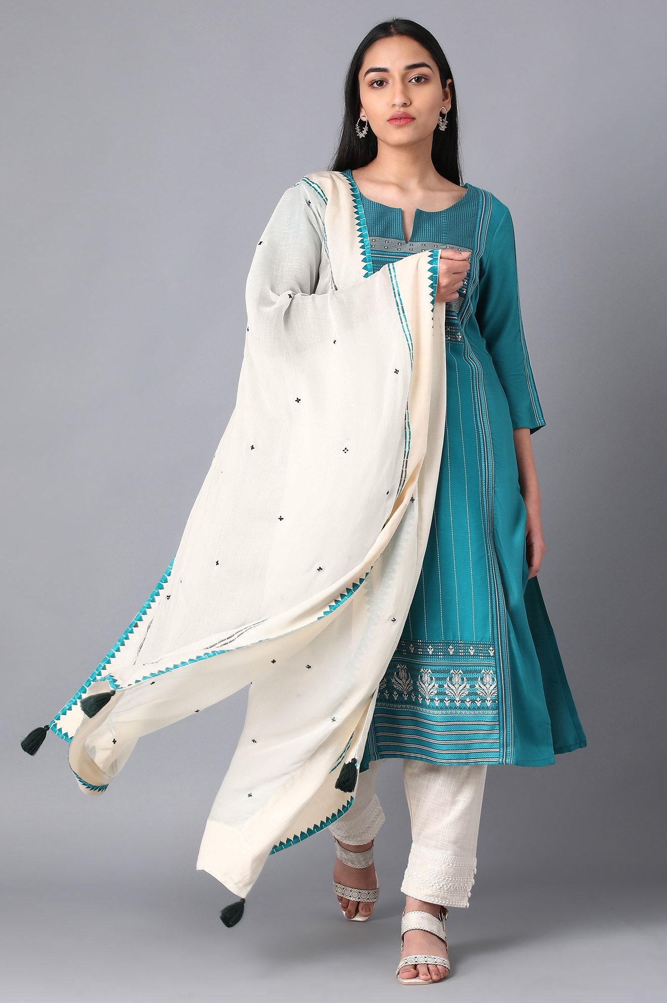 Off-White Embroidered Dupatta