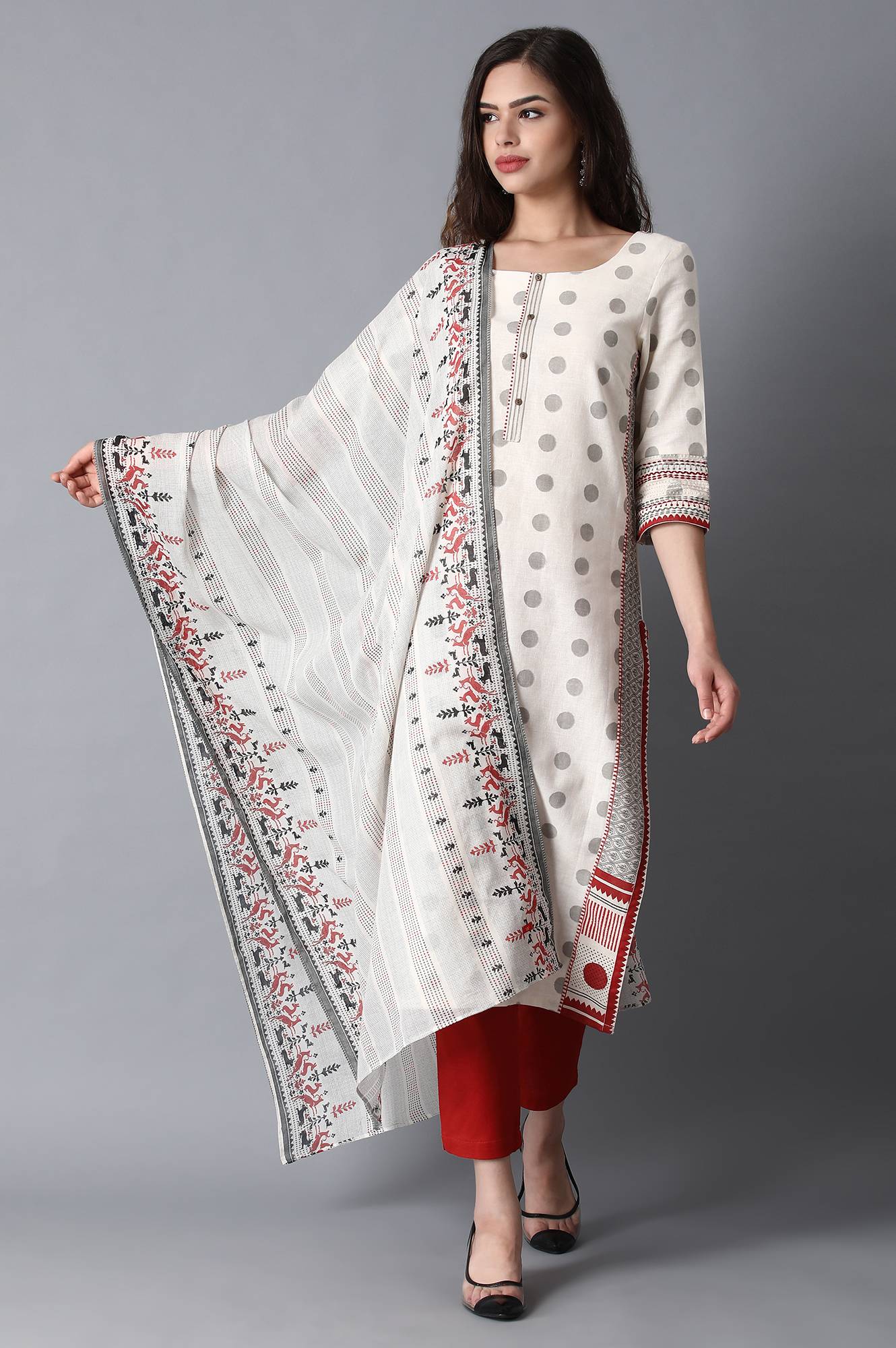 Off-White Printed Dupatta