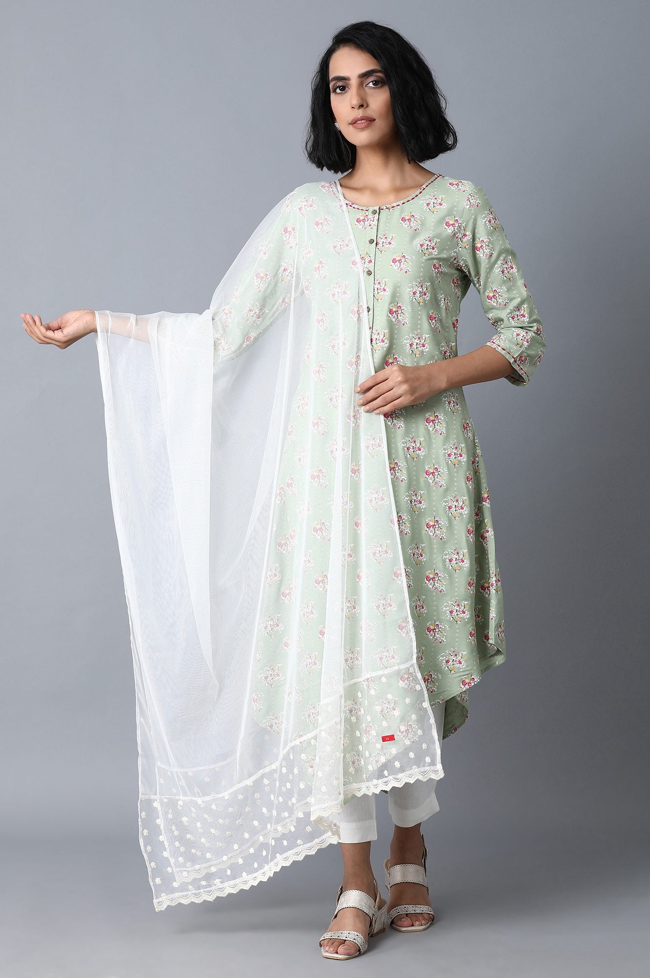 Ecru Mesh Dupatta