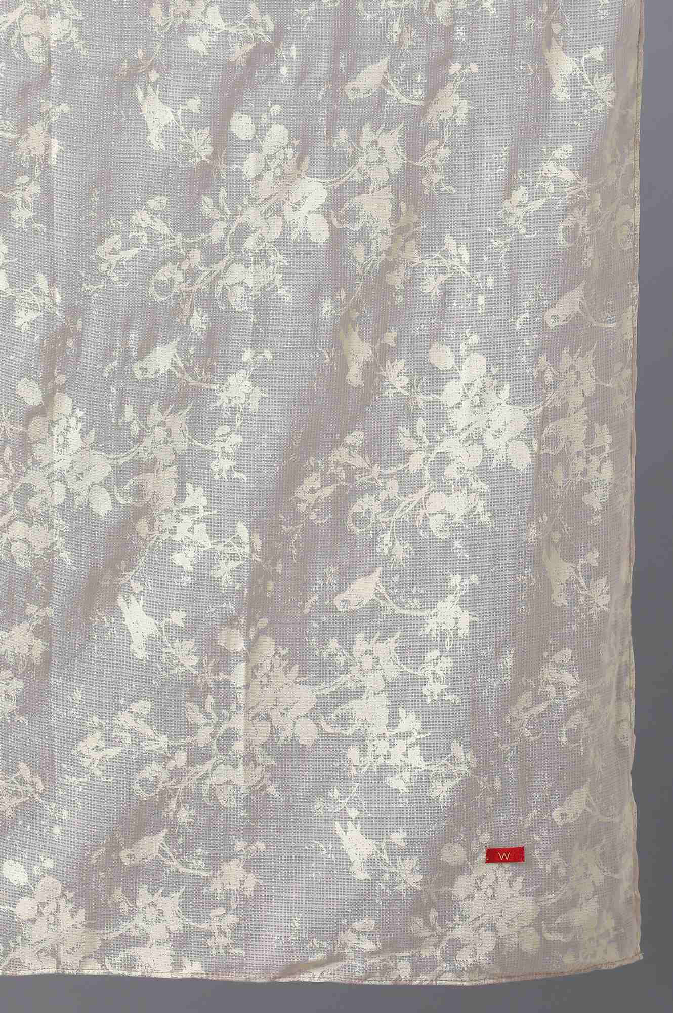 Beige Printed Kota Drape