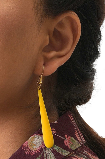 Yellow Handcrafted Casual Drop Earrings