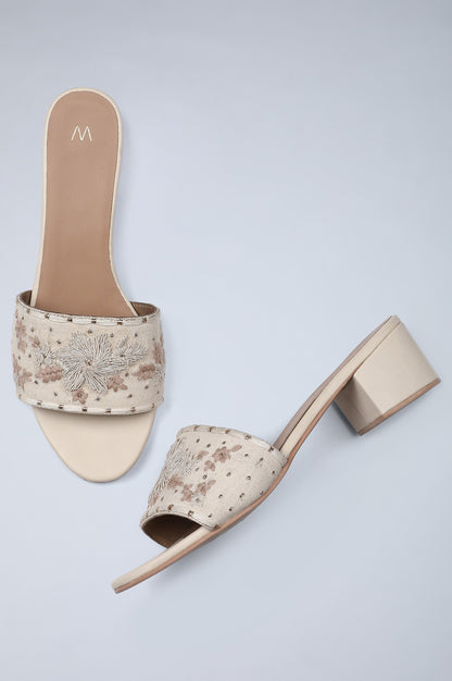 Almond Toe Embroidered Block Heel-WDoran