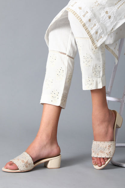 Almond Toe Embroidered Block Heel-WDoran