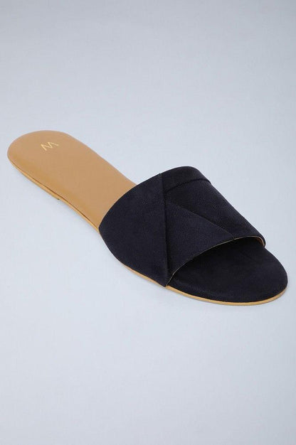 Navy Almond Toe Solid Flats - wforwoman