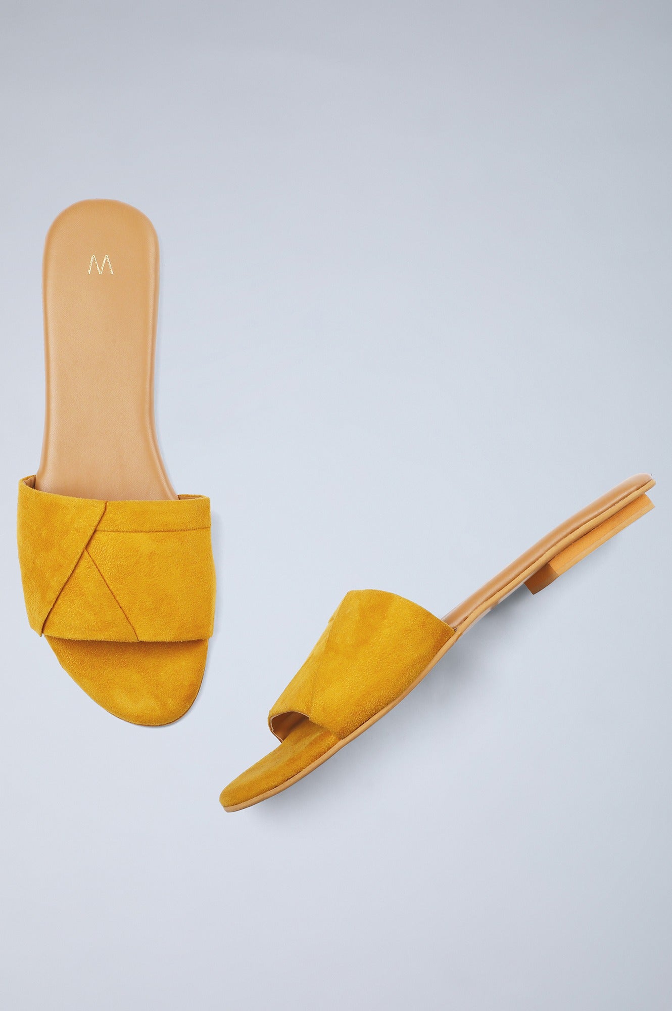 Mustard Almond Toe Solid Flats