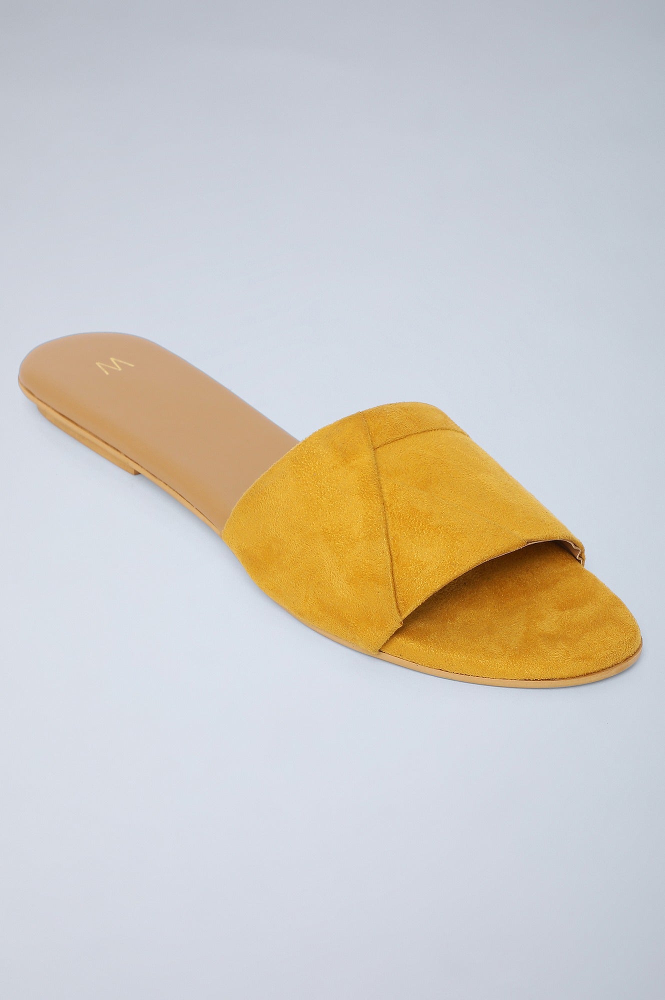 Mustard Almond Toe Solid Flats