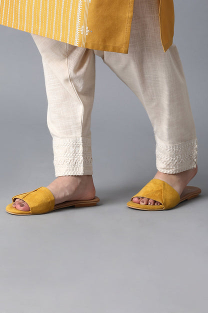 Mustard Almond Toe Solid Flats