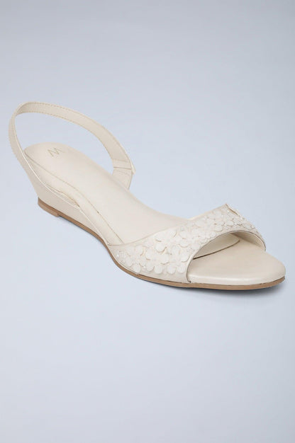 Off White Almond Toe Embellished Wedge - Wflora - wforwoman