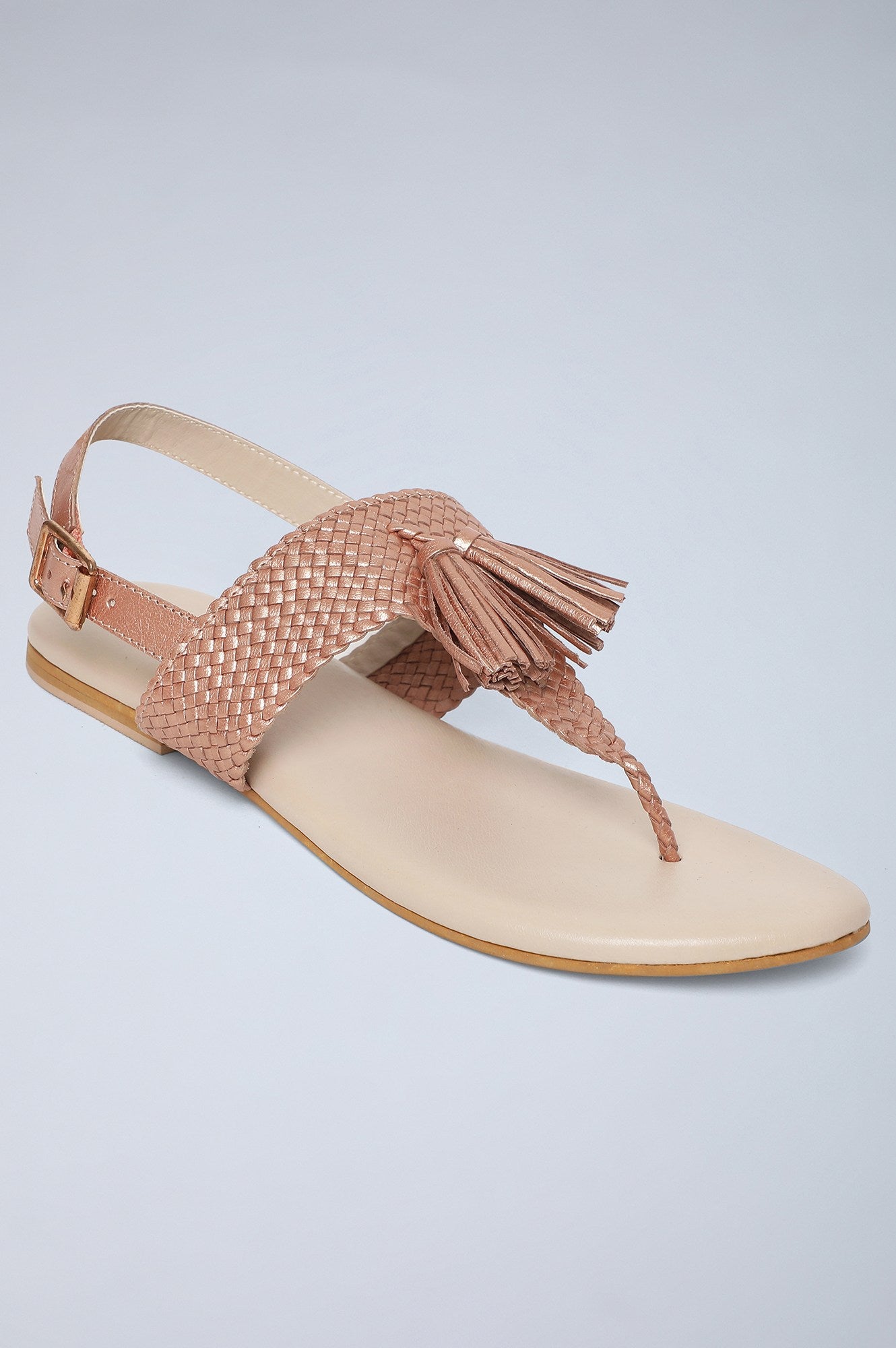 Rose Gold Almond Toe Woven Sandals