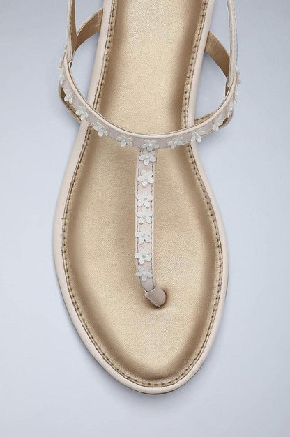 Off-White Almond Toe Embellished Sandals - wforwoman