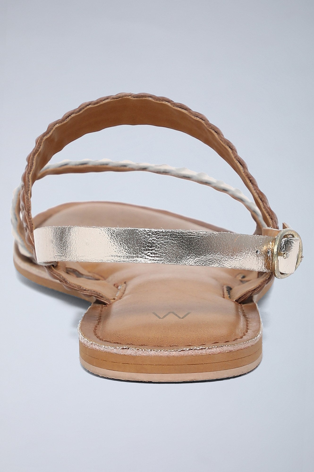 W Gold/ Cognac Almond Toe Flat-WWeavie