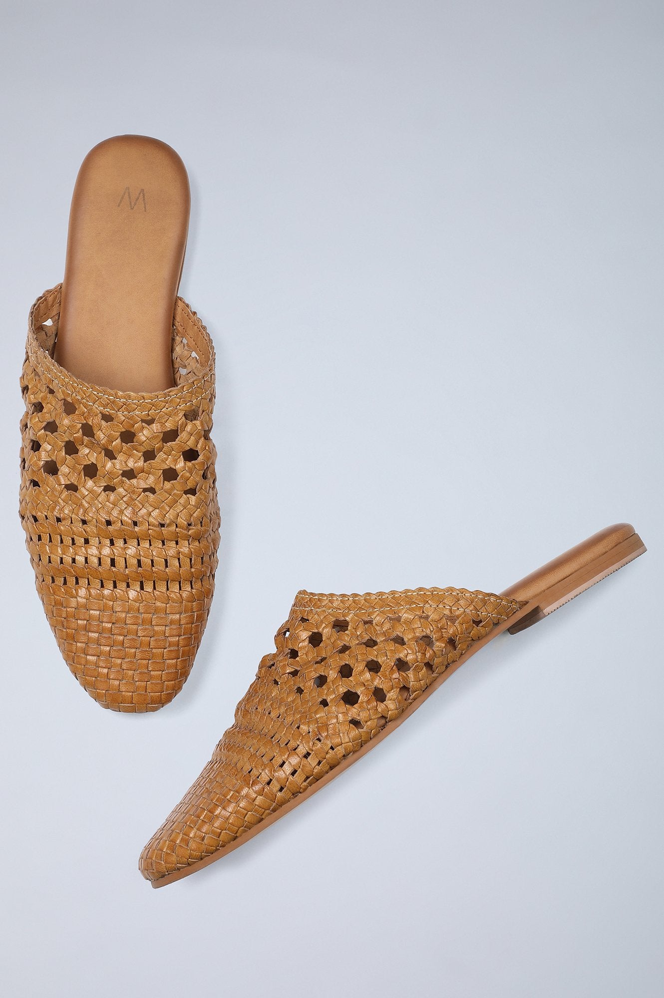 Mustard Woven Flat Mules