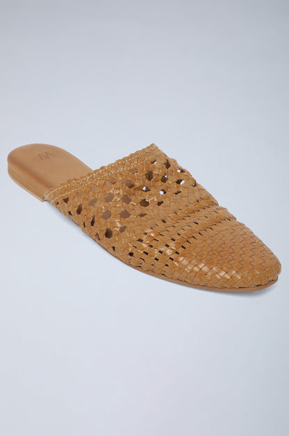 Mustard Woven Flat Mules