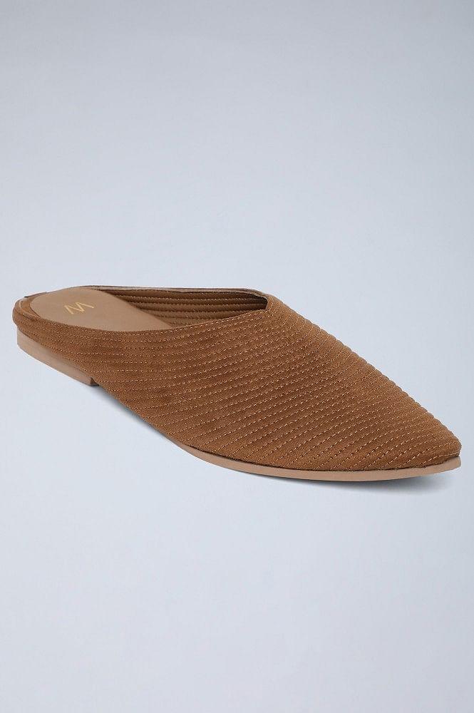 Cognac Woven Flat Mules - wforwoman